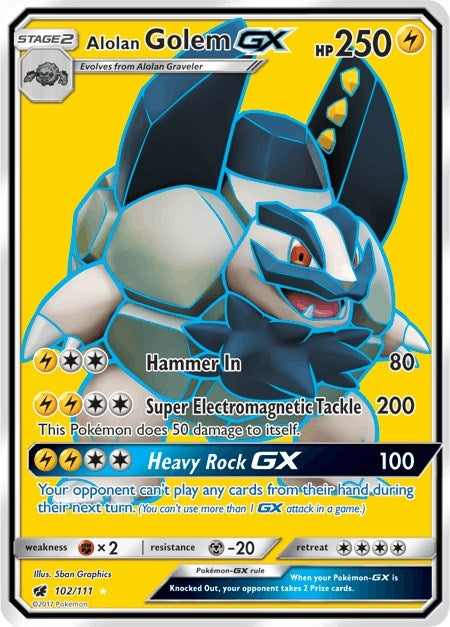 Image for Alolan Golem GX (Full Art) (102/111) - Pokemon