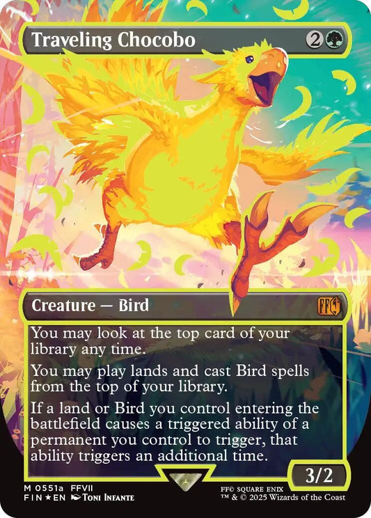 Image for Traveling Chocobo (Borderless) (Neon Ink Yellow) (511a) - Magic: The Gathering
