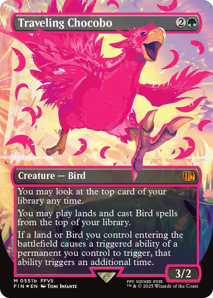 Image for Traveling Chocobo (Borderless) (Neon Ink Pink) (511b) - Magic: The Gathering