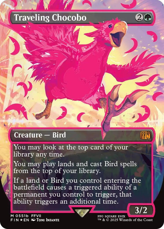 Image for Traveling Chocobo (Borderless) (Neon Ink Pink) (511b) - Magic: The Gathering