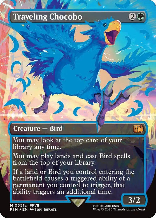 Image for Traveling Chocobo (Borderless) (Neon Ink Blue) (511c) - Magic: The Gathering