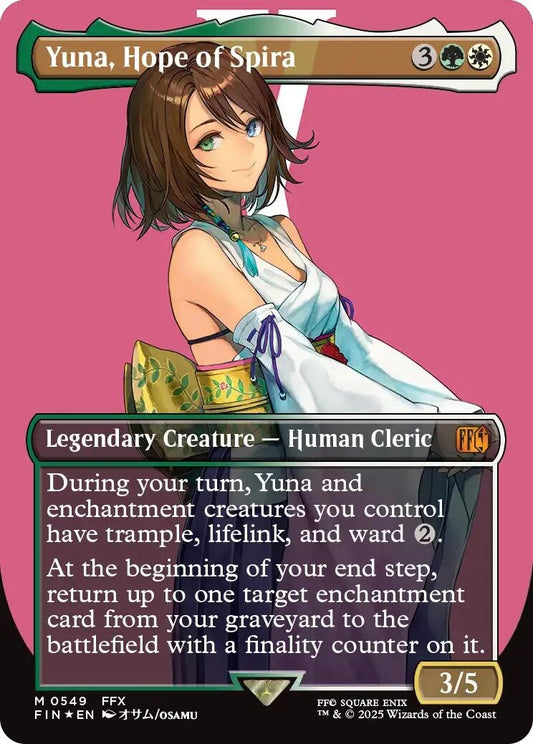 Image for Yuna, Hope of Spira (Borderless) (Surge Foil) (549) - Magic: The Gathering