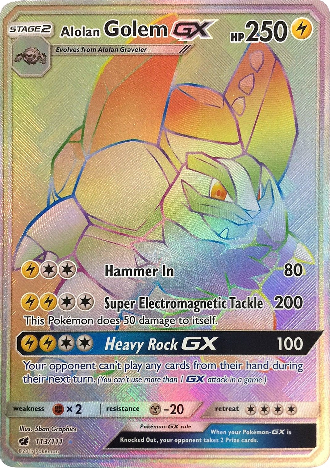 Image for Alolan Golem GX (Secret) (113/111) - Pokemon