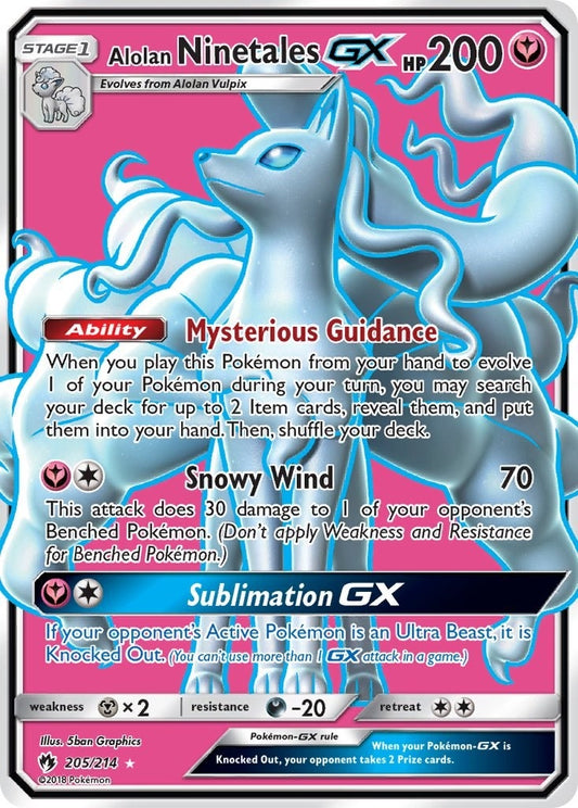 Image for Alolan Ninetales GX (Full Art) (205/214) - Pokemon