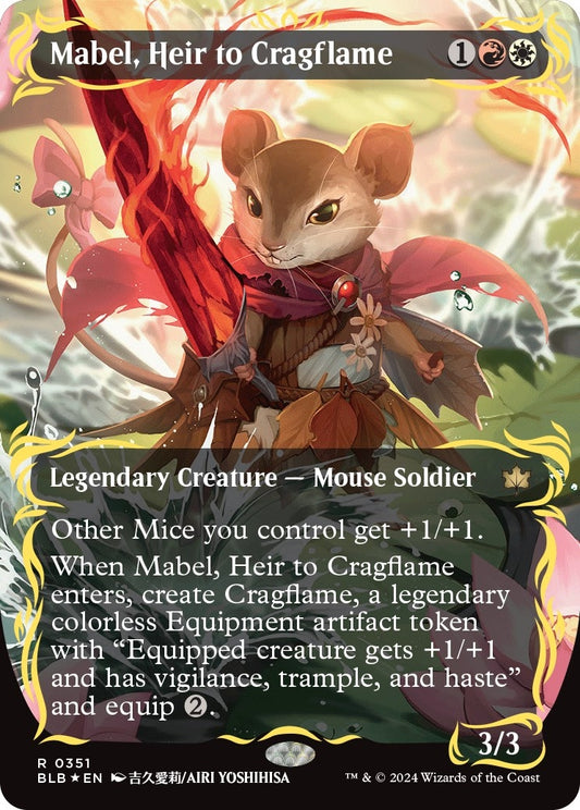 Image for Mabel, Heir to Cragflame (Borderless) (Raised Foil) (351) [Bloomburrow] - Magic: The Gathering