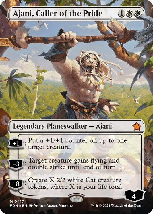 Image for Ajani, Caller of the Pride (Borderless) (Mana Foil) (417) - Magic: The Gathering