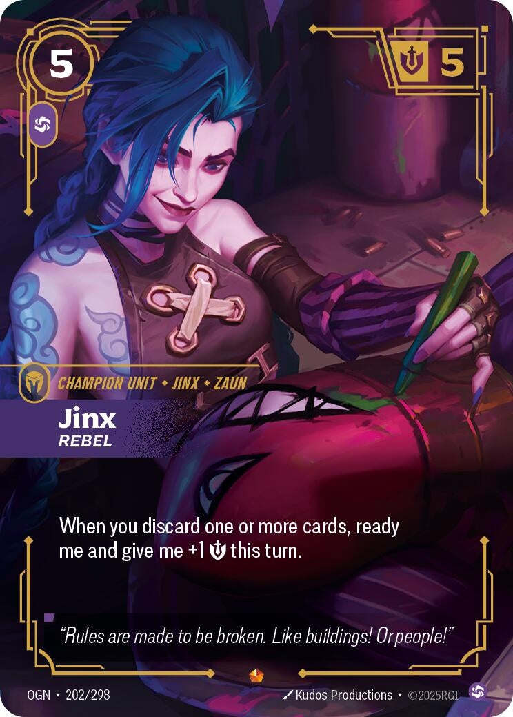 Image for Jinx - Rebel (202/298) - Riftbound: League of Legends Trading Card Game